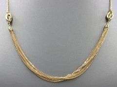 10kt Yellow gold multi layer chain wheat chain necklace