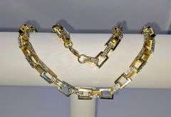 Huge Yellow Gold Plated Rolo Box  Chain Link Necklace