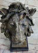 African Lion Bust Wildlife Bronze Sculpture