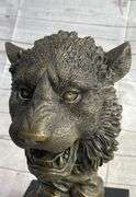 Royal Lion Head Bronze Statue