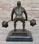 Power Weightlifters Sport Memorabilia Bronze Figure