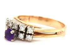 Attractive Estate 14K YG Amethyst and Diamond Ring
