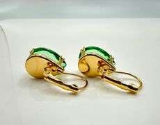 14 Kt. Yellow Gold Plate 16 Ctw Bright Simulated Paraiba Tourmaline Earrings