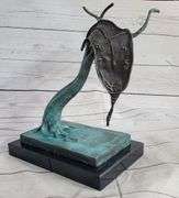 Melting Clock Bronze Figurine