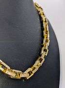Huge Yellow Gold Plated Rolo Box  Chain Link Necklace