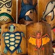 Lot of 5 Hand Carved Polynesian Tiki Masks