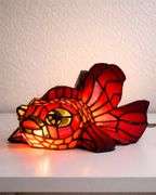 Handcrafted Stained Glass Red Goldfish Lamp