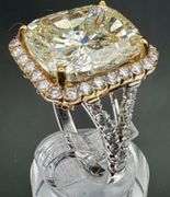 18K Yellow Gold Cushion Cut Diamond Ring of 14.14ct