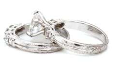 925 Sterling silver round cut cubic zirconia bridal set