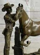 Hand Crafted Cowboy and his Trusted Horse Bronze Sculpture