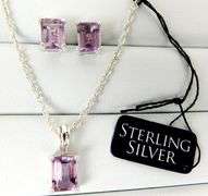 Sterling Amethyst Necklace & Earrings Set