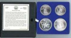 1976 4-Piece Montreal Olympics BU Silver Coin Set in Original Packaging w/CoA