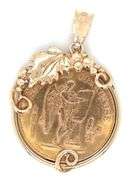 1876 French Angel 20 Francs Coin Pendant