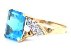 Vibrant 14K YG Blue Topaz Ring