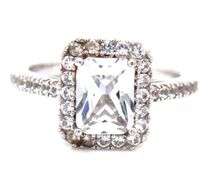 925 Sterling silver Emerald cut cubic zirconia ring