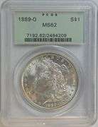 Choice BU 1889-O Morgan Silver Dollar. Old Green Label PCGS MS62