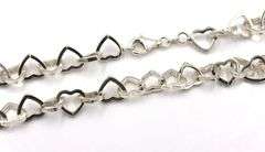 925 Sterling silver heart shaped link chain necklace