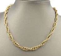 18kt Yellow gold textured finish fancy oval double link chain necklace