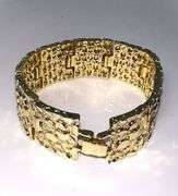 Huge Yellow Gold Plated  24mm. Wide Nugget Link Bracelet