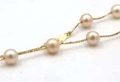 Pearl Tin cup necklace in yellow gold clasp