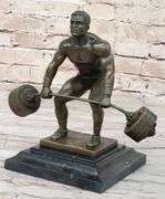 Power Weightlifters Sport Memorabilia Bronze Figure