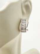 925 Sterling Silver Baguette Cut CZ  Oval Hoop Earrings