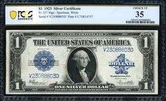 1923 $1 Silver Certificate “Funnyback” – Fr. 237 – PCGS Choice VF 35 – Speelman / White