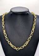Huge Yellow Gold Plated Rolo Box  Chain Link Necklace