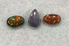 Natural Black Opal Cabochons - Lot of 3