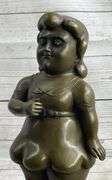 Young Girl Bronze Sculpture on Marble Base