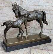 Mare And Foal Horse Bronze Sculpture