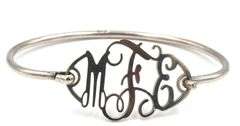 Set of 925 sterling silver Initial cuff bangle and necklace