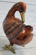 Standing Duck Brass Cold Painted Bird Sculpture