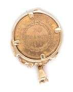 1876 French Angel 20 Francs Coin Pendant