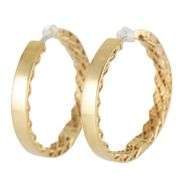 Roberto Coin Symphony Edge Detail Hoop Earrings in 18K