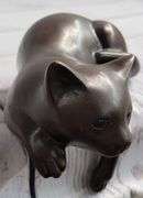 Desk Top Adorable Cat Bronze Sculpture