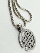 925 Sterling Silver Custom Monogram Pendant With Long Italoian Rope Chain