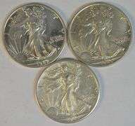 BU 1942, 1943 and AU 1943-S Walking Liberty Half Dollar