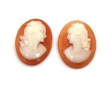 Lot of 2 Shell oval loose Cameos