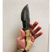 Damascus Steel Fixed Blade Hunting Knife with Bone Handle
