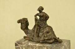 Arab Man Camel Rider Bronze Sculpture