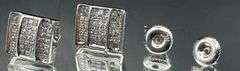14K White Gold Princess Cut Diamond Cluster Earrings of 1.00 CT