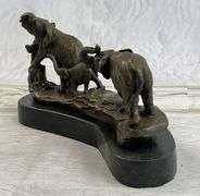 Three Elephants Walking Bronze Statue