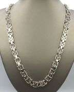 Heavy 11mm flat Byzantine link chain necklace