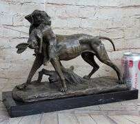Dog Retriever Rabbit Bronze Statue