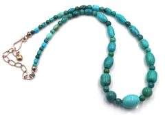 Turquoise beaded necklace with silver clasp