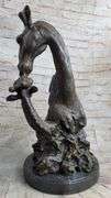 African Giraffe With Cub Bust Bronze Sculpture