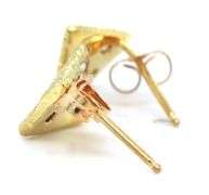 18kt Yellow gold 0.24ctw diamond hammered earrings
