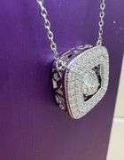 925 Sterling Silver Dancing Moissanite Pendant Necklace – Round Center Moissanite w/ Pave Moissanite