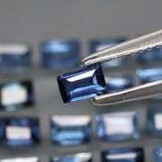 Baguette cut! 2.47ct top cobalt blue sapphire set! Heated only!